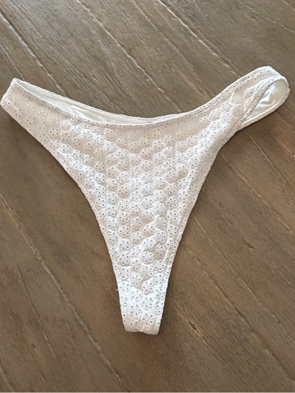 Pink x Frankie Bikinis White Eyelet thong Bikini Bottom - Picture 1 of 8